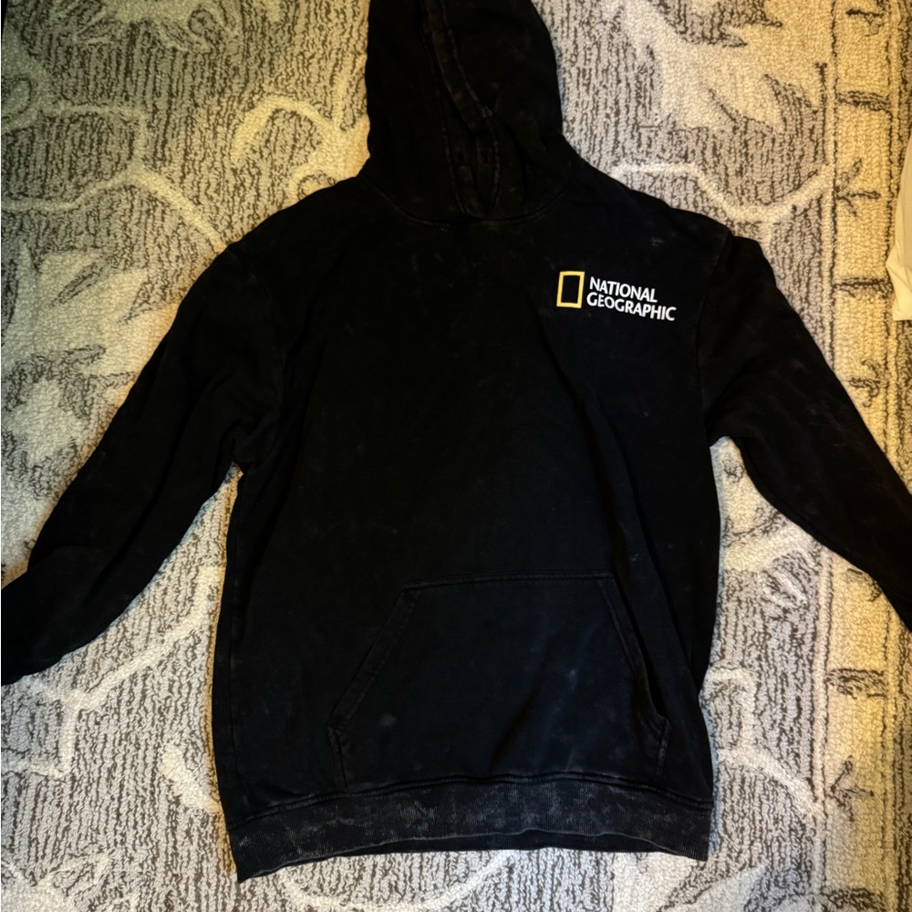 National Geographic Black Hoodie with Yellow Logo